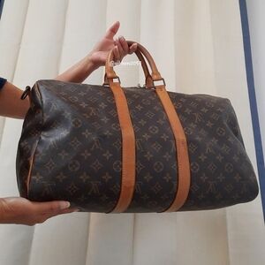 Authentic Louis Vuitton Keepal Bandoulier 45 Luxury Brown Monogram Travel Bag
